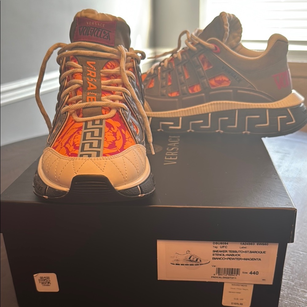 Versace Men's Sneakers - Black and Orange